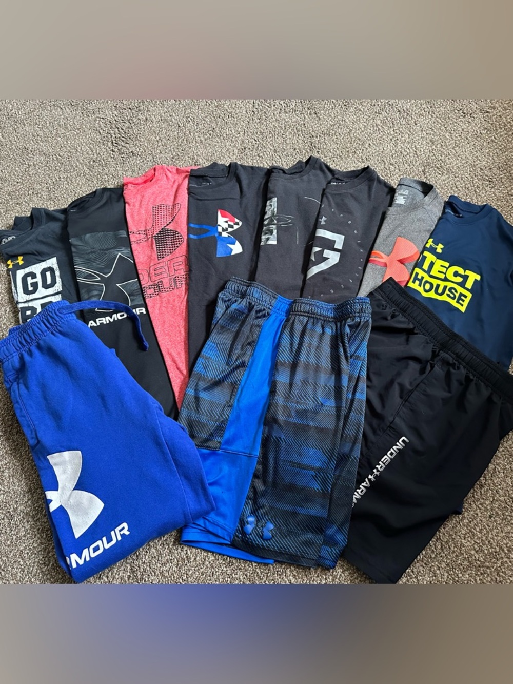 Under Armour Boys Athletic Tops and Shorts - Blue, Black, Red, Gray